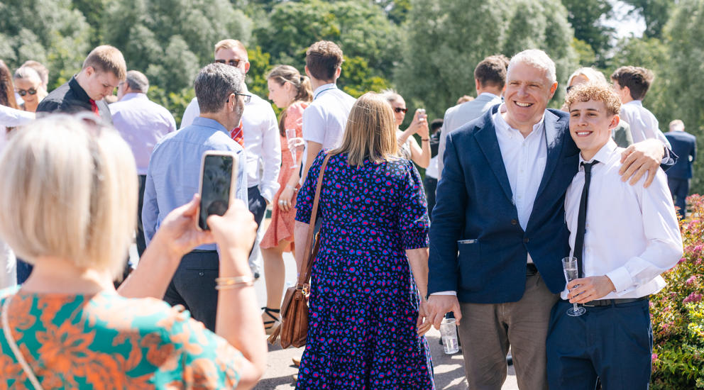 Proud Parents Outside College Prize Day