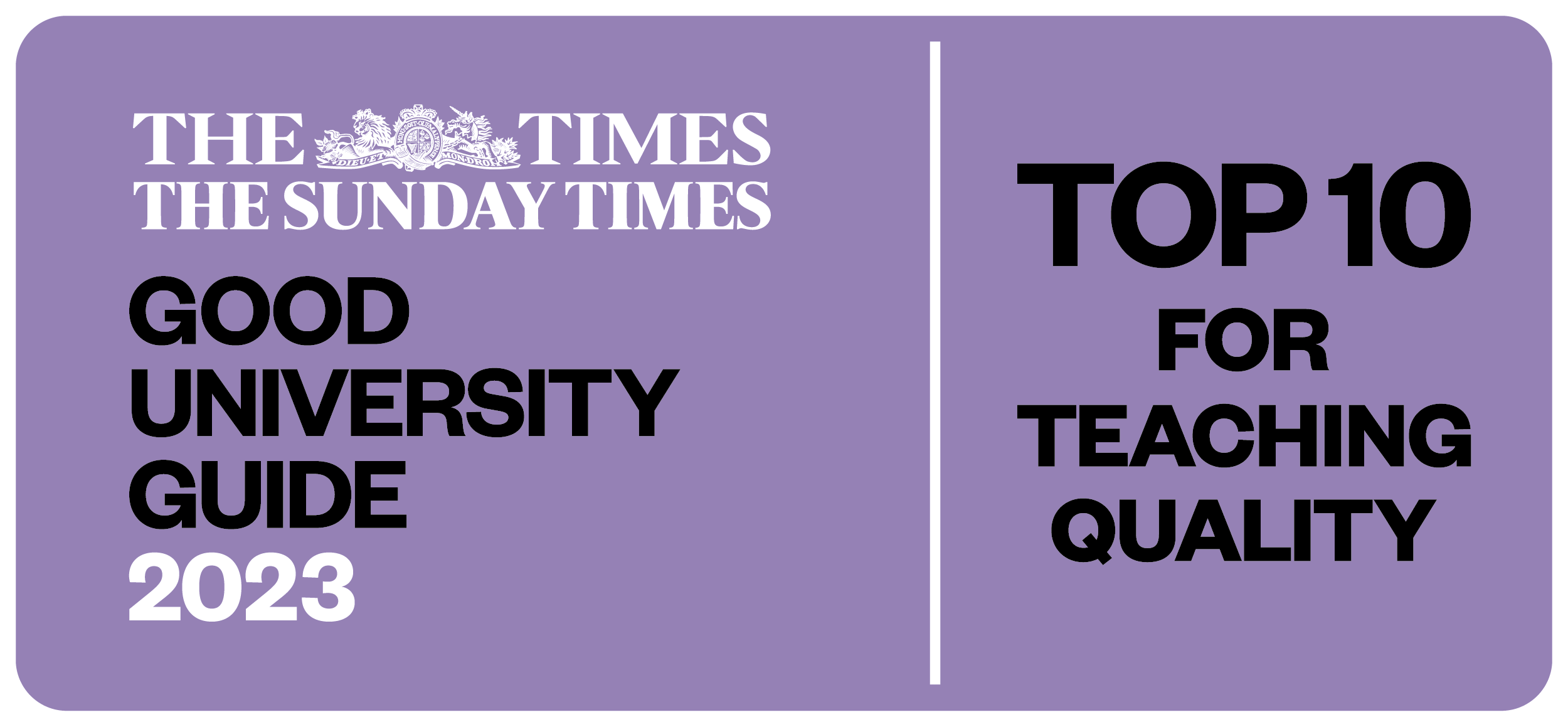 Good University Guide logo top ten for teaching quality