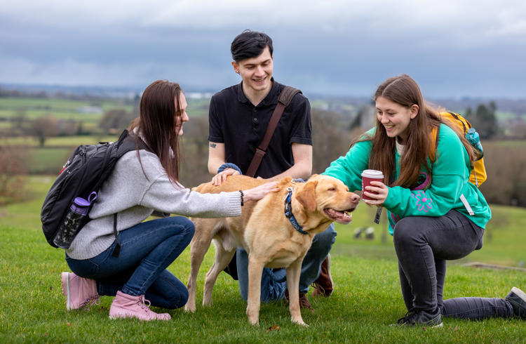 University Animal Students Petting Ralph