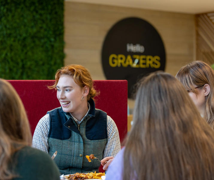 Group of students having a meal in Graze