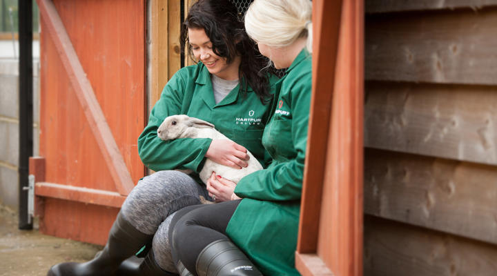 University Animal Students With Rabbit