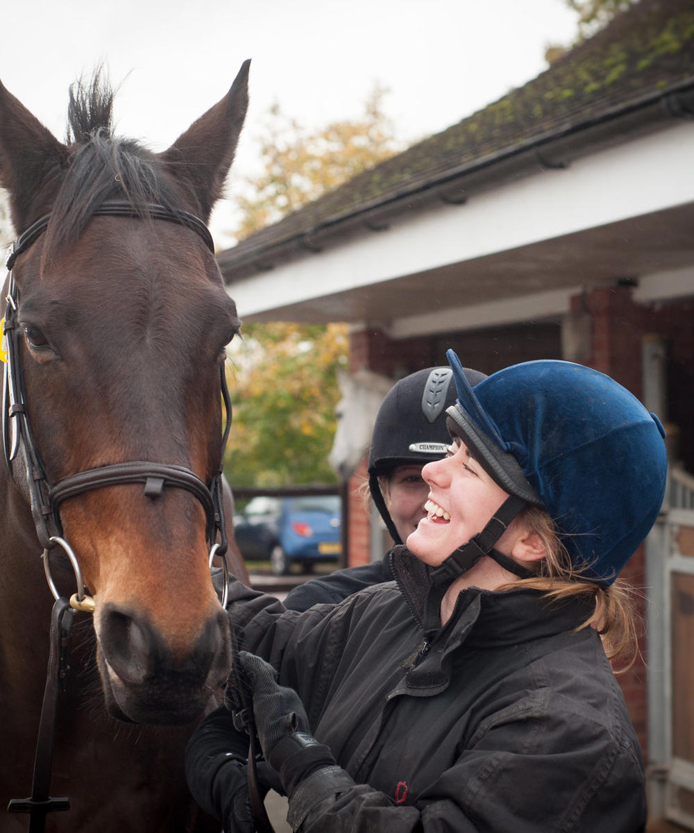 Student And Horse In Yard