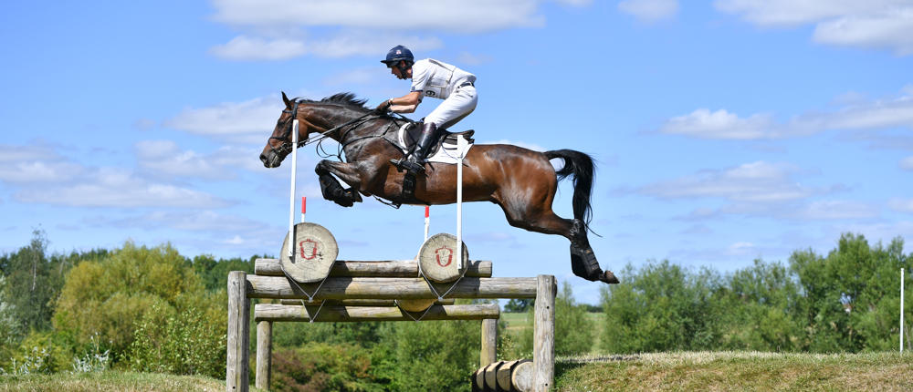 Harry Meade Jumping Cross Country Fence