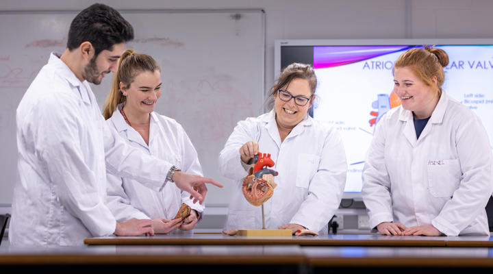 Group Of Students And Lecturer In Lab