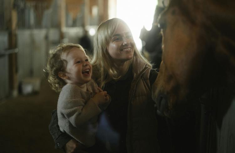 Mother And Child With Horse